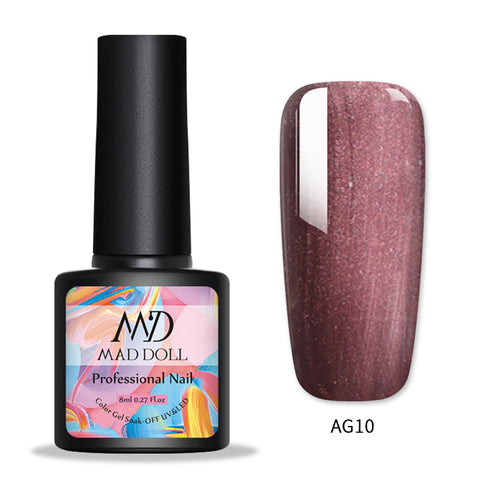 Mad Doll 8ML Nail Glitter UV Gel Polish Holographic Glitter UV Gel Sequins Soak Off UV Gel Varnish Colorful Nail Gel Polish DIY