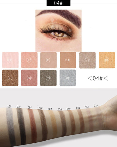 Doradosun 10 Color Dumb Eyeshadow Pallete Makeup Bead Eye Shadow Glitters Make Up Plate