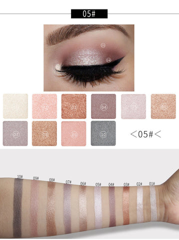 Doradosun 10 Color Dumb Eyeshadow Pallete Makeup Bead Eye Shadow Glitters Make Up Plate