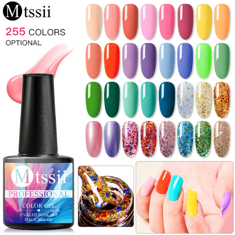 Mtssii 8ml Glitter UV Gel Nail Polish Super Shining Platinum UV Nail Gel Varnish Semi Permanent Hybrid Nail Enamel Led Polish