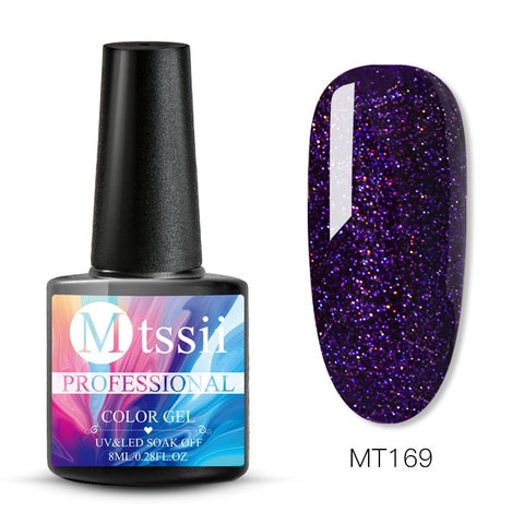 Mtssii 8ml Glitter UV Gel Nail Polish Super Shining Platinum UV Nail Gel Varnish Semi Permanent Hybrid Nail Enamel Led Polish