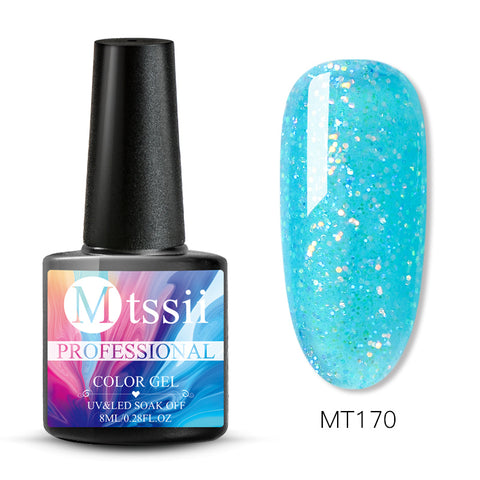 Mtssii 8ml Glitter UV Gel Nail Polish Super Shining Platinum UV Nail Gel Varnish Semi Permanent Hybrid Nail Enamel Led Polish