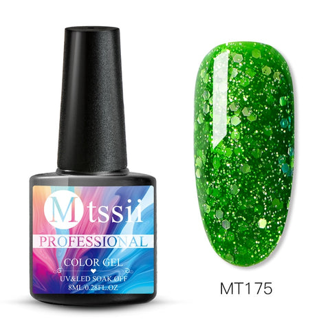 Mtssii 8ml Glitter UV Gel Nail Polish Super Shining Platinum UV Nail Gel Varnish Semi Permanent Hybrid Nail Enamel Led Polish