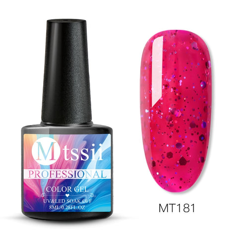 Mtssii 8ml Glitter UV Gel Nail Polish Super Shining Platinum UV Nail Gel Varnish Semi Permanent Hybrid Nail Enamel Led Polish