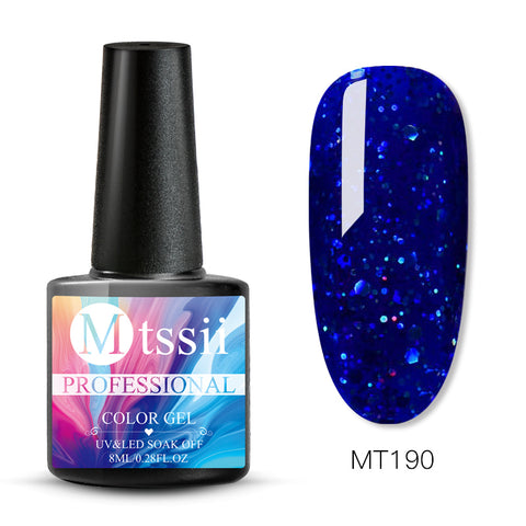 Mtssii 8ml Glitter UV Gel Nail Polish Super Shining Platinum UV Nail Gel Varnish Semi Permanent Hybrid Nail Enamel Led Polish