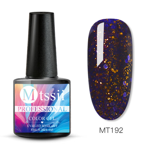 Mtssii 8ml Glitter UV Gel Nail Polish Super Shining Platinum UV Nail Gel Varnish Semi Permanent Hybrid Nail Enamel Led Polish