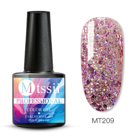 Mtssii 8ml Glitter UV Gel Nail Polish Super Shining Platinum UV Nail Gel Varnish Semi Permanent Hybrid Nail Enamel Led Polish