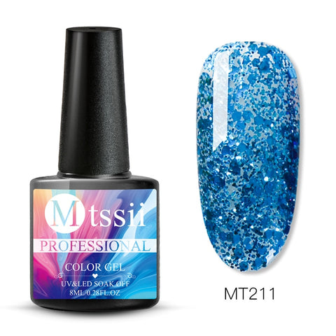 Mtssii 8ml Glitter UV Gel Nail Polish Super Shining Platinum UV Nail Gel Varnish Semi Permanent Hybrid Nail Enamel Led Polish