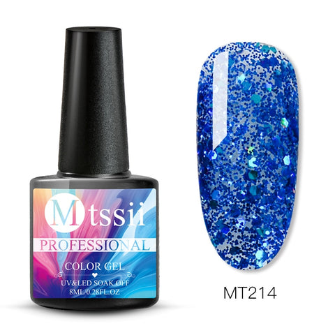 Mtssii 8ml Glitter UV Gel Nail Polish Super Shining Platinum UV Nail Gel Varnish Semi Permanent Hybrid Nail Enamel Led Polish