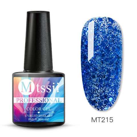 Mtssii 8ml Glitter UV Gel Nail Polish Super Shining Platinum UV Nail Gel Varnish Semi Permanent Hybrid Nail Enamel Led Polish