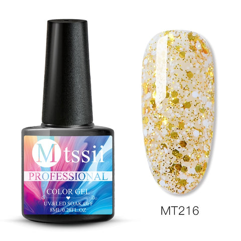 Mtssii 8ml Glitter UV Gel Nail Polish Super Shining Platinum UV Nail Gel Varnish Semi Permanent Hybrid Nail Enamel Led Polish