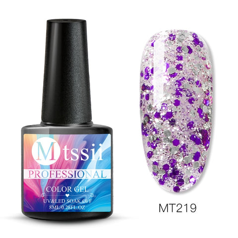 Mtssii 8ml Glitter UV Gel Nail Polish Super Shining Platinum UV Nail Gel Varnish Semi Permanent Hybrid Nail Enamel Led Polish