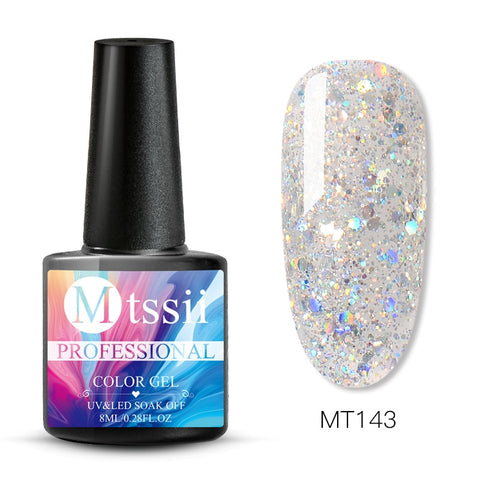 Mtssii 8ml Glitter UV Gel Nail Polish Super Shining Platinum UV Nail Gel Varnish Semi Permanent Hybrid Nail Enamel Led Polish