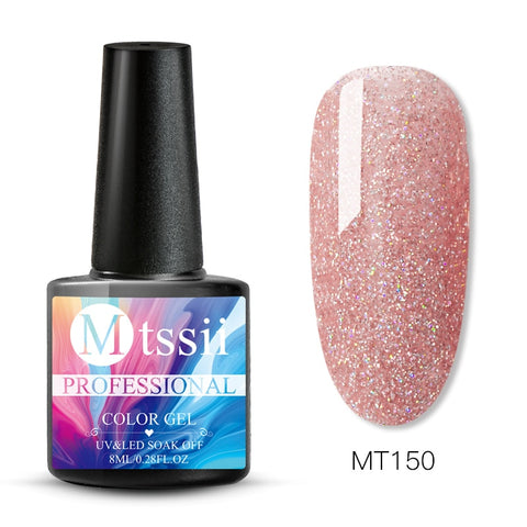 Mtssii 8ml Glitter UV Gel Nail Polish Super Shining Platinum UV Nail Gel Varnish Semi Permanent Hybrid Nail Enamel Led Polish