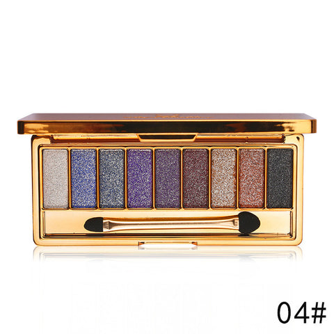 Professionele Oogschaduw Palet Make-Up 9 Kleuren Diamant Heldere Glitter Glanzende Oogschaduw Make Up Palette Waterdicht Met Borstel