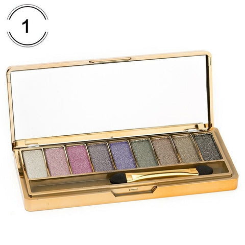 Professionele Oogschaduw Palet Make-Up 9 Kleuren Diamant Heldere Glitter Glanzende Oogschaduw Make Up Palette Waterdicht Met Borstel