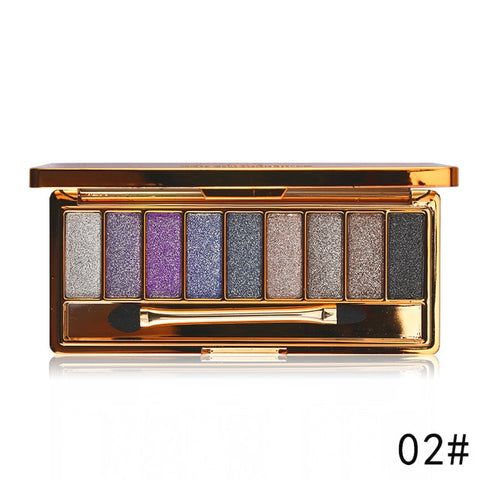 Professionele Oogschaduw Palet Make-Up 9 Kleuren Diamant Heldere Glitter Glanzende Oogschaduw Make Up Palette Waterdicht Met Borstel