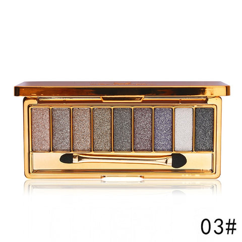 Professionele Oogschaduw Palet Make-Up 9 Kleuren Diamant Heldere Glitter Glanzende Oogschaduw Make Up Palette Waterdicht Met Borstel