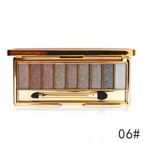 Professionele Oogschaduw Palet Make-Up 9 Kleuren Diamant Heldere Glitter Glanzende Oogschaduw Make Up Palette Waterdicht Met Borstel