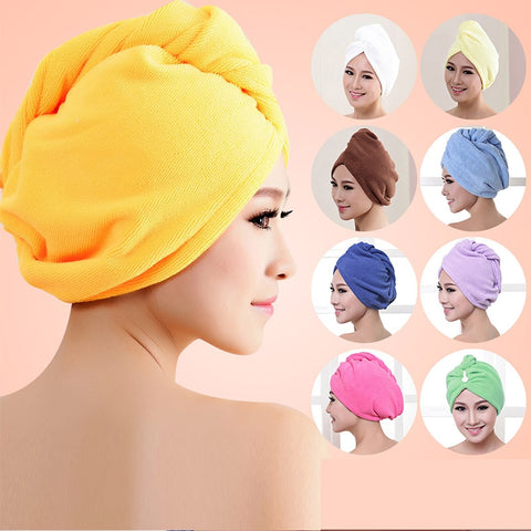 1pcs  Microfibre After Shower Hair Drying Wrap Womens Girls Lady's Towel Quick Dry Hair Hat Cap Turban Head Wrap Bathing Tools