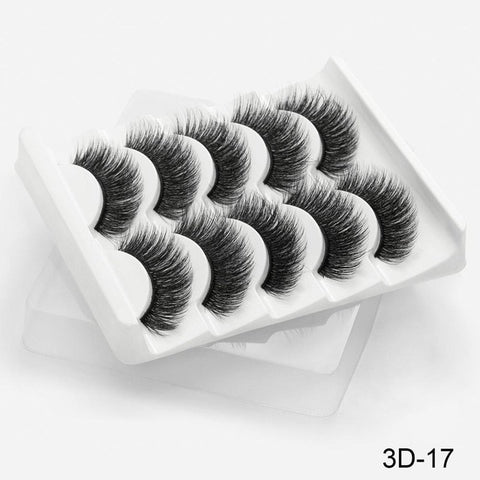 SEXYSHEEP 5Pairs 3D Mink Hair False Eyelashes Natural/Thick Long Eye Lashes Wispy Makeup Beauty Extension Tools