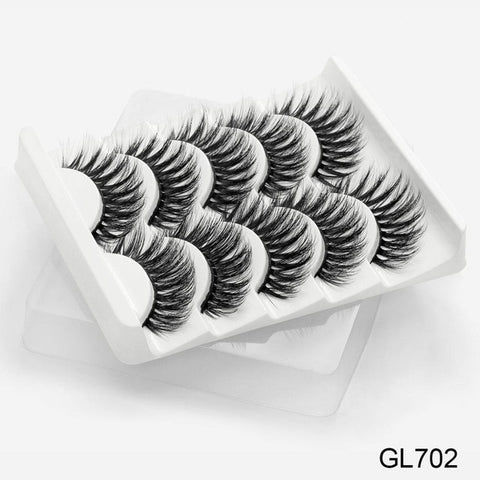 SEXYSHEEP 5Pairs 3D Mink Hair False Eyelashes Natural/Thick Long Eye Lashes Wispy Makeup Beauty Extension Tools