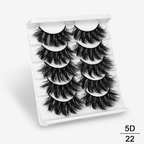 SEXYSHEEP 5Pairs 3D Mink Hair False Eyelashes Natural/Thick Long Eye Lashes Wispy Makeup Beauty Extension Tools