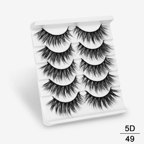 SEXYSHEEP 5Pairs 3D Mink Hair False Eyelashes Natural/Thick Long Eye Lashes Wispy Makeup Beauty Extension Tools