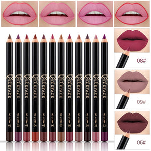 12 Colors Matte Lip Liner Lipstick Pen Waterproof Long Lasting Pigments No Blooming Smooth Lipsticks Pencil Lips Contour Makeup