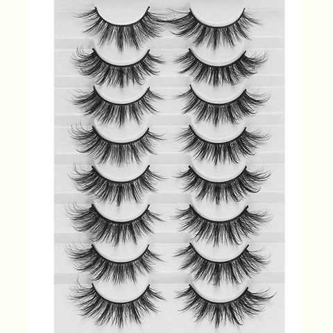 LEKGAVD 8 Pairs 3D Mink False Eyelashes Natural Wispy Fluffy Dramatic Volume Fake Lashes Extension Handmade Cruelty-free Eyelash