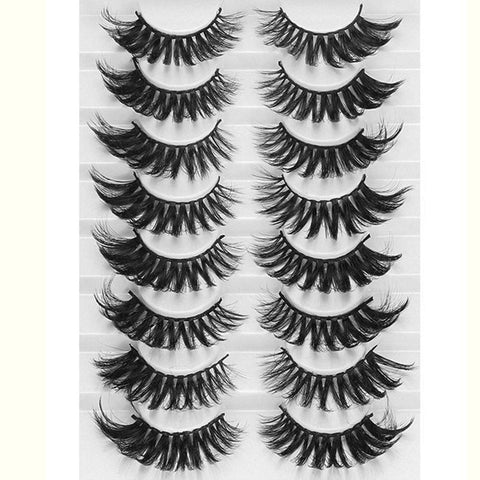 LEKGAVD 8 Pairs 3D Mink False Eyelashes Natural Wispy Fluffy Dramatic Volume Fake Lashes Extension Handmade Cruelty-free Eyelash