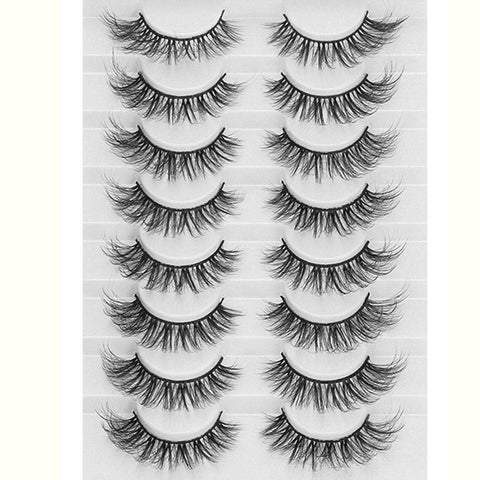 LEKGAVD 8 Pairs 3D Mink False Eyelashes Natural Wispy Fluffy Dramatic Volume Fake Lashes Extension Handmade Cruelty-free Eyelash