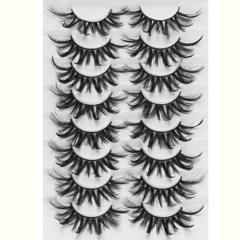 LEKGAVD 8 Pairs 3D Mink False Eyelashes Natural Wispy Fluffy Dramatic Volume Fake Lashes Extension Handmade Cruelty-free Eyelash