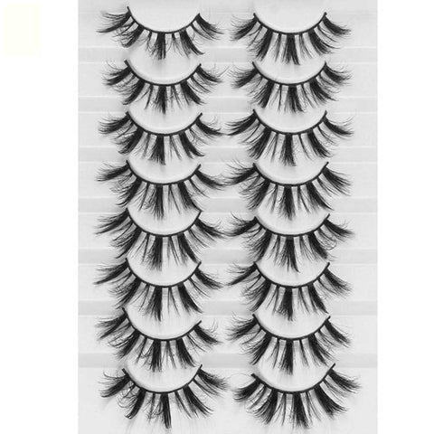 LEKGAVD 8 Pairs 3D Mink False Eyelashes Natural Wispy Fluffy Dramatic Volume Fake Lashes Extension Handmade Cruelty-free Eyelash