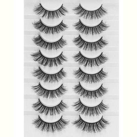 LEKGAVD 8 Pairs 3D Mink False Eyelashes Natural Wispy Fluffy Dramatic Volume Fake Lashes Extension Handmade Cruelty-free Eyelash