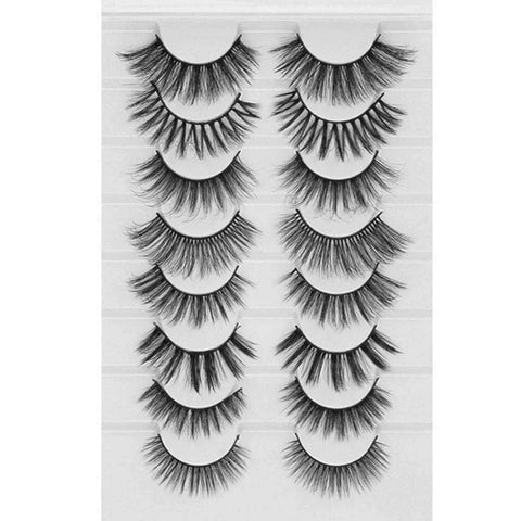 LEKGAVD 8 Pairs 3D Mink False Eyelashes Natural Wispy Fluffy Dramatic Volume Fake Lashes Extension Handmade Cruelty-free Eyelash