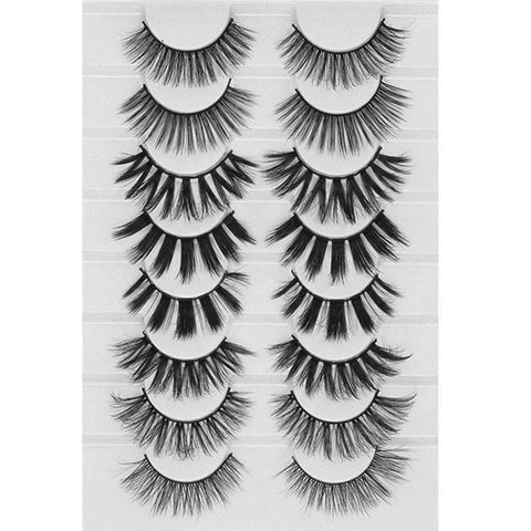 LEKGAVD 8 Pairs 3D Mink False Eyelashes Natural Wispy Fluffy Dramatic Volume Fake Lashes Extension Handmade Cruelty-free Eyelash