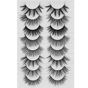 LEKGAVD 8 Pairs 3D Mink False Eyelashes Natural Wispy Fluffy Dramatic Volume Fake Lashes Extension Handmade Cruelty-free Eyelash