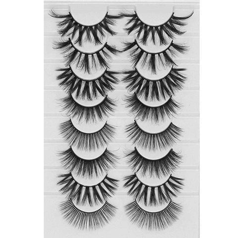 LEKGAVD 8 Pairs 3D Mink False Eyelashes Natural Wispy Fluffy Dramatic Volume Fake Lashes Extension Handmade Cruelty-free Eyelash