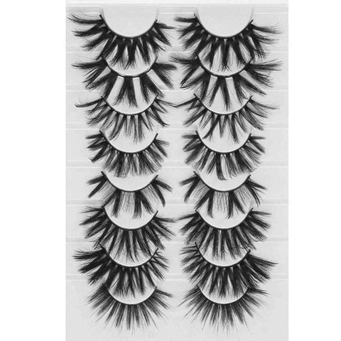 LEKGAVD 8 Pairs 3D Mink False Eyelashes Natural Wispy Fluffy Dramatic Volume Fake Lashes Extension Handmade Cruelty-free Eyelash