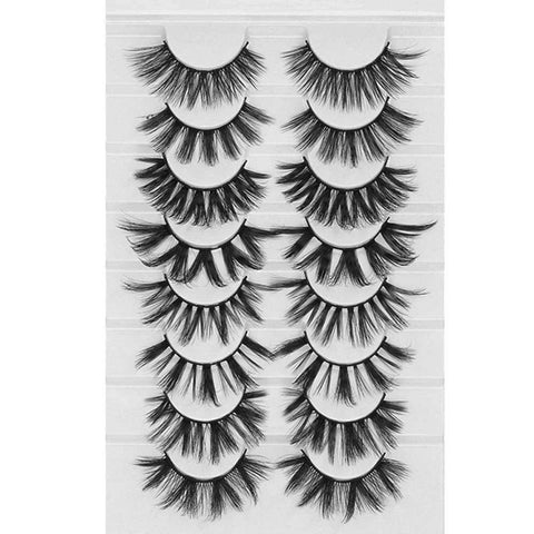 LEKGAVD 8 Pairs 3D Mink False Eyelashes Natural Wispy Fluffy Dramatic Volume Fake Lashes Extension Handmade Cruelty-free Eyelash