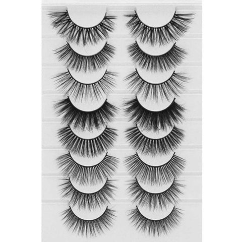 LEKGAVD 8 Pairs 3D Mink False Eyelashes Natural Wispy Fluffy Dramatic Volume Fake Lashes Extension Handmade Cruelty-free Eyelash