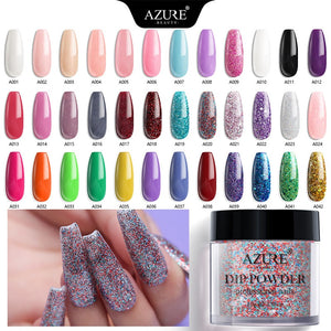 Azure Beauty 59 Colors Shiny Dipping Powder No Need Led Lamp Dry Gradient Color Dip System Powder Nail Art Pigment Holo Powder