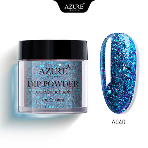 Azure Beauty 59 Colors Shiny Dipping Powder No Need Led Lamp Dry Gradient Color Dip System Powder Nail Art Pigment Holo Powder