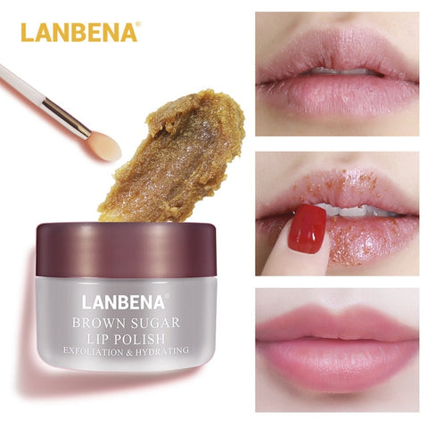 LANBENA Lip Plumper Mask Moisturizing Rose Pink Orange Oil Lighten Lines Brown Sugar Scrub Nourish Night Sleep Maintenance Cream