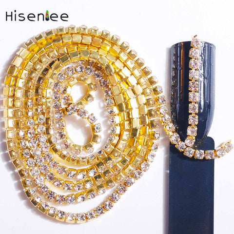 SS6 60CM/pack Glass Single Claw Nail Chains 3d Nail Art Charm Jewelry Making Findings DIY Nail Art Decoration Rhinestone Design