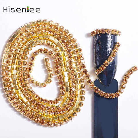 SS6 60CM/pack Glass Single Claw Nail Chains 3d Nail Art Charm Jewelry Making Findings DIY Nail Art Decoration Rhinestone Design