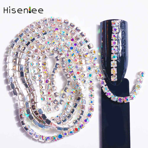 SS6 60CM/pack Glass Single Claw Nail Chains 3d Nail Art Charm Jewelry Making Findings DIY Nail Art Decoration Rhinestone Design