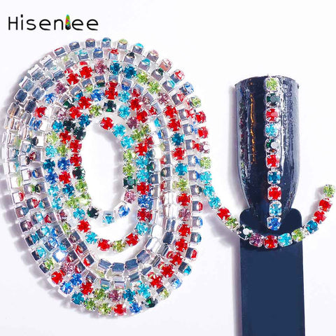 SS6 60CM/pack Glass Single Claw Nail Chains 3d Nail Art Charm Jewelry Making Findings DIY Nail Art Decoration Rhinestone Design