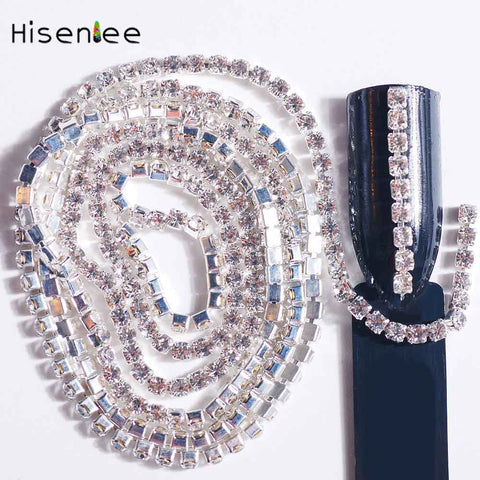 SS6 60CM/pack Glass Single Claw Nail Chains 3d Nail Art Charm Jewelry Making Findings DIY Nail Art Decoration Rhinestone Design